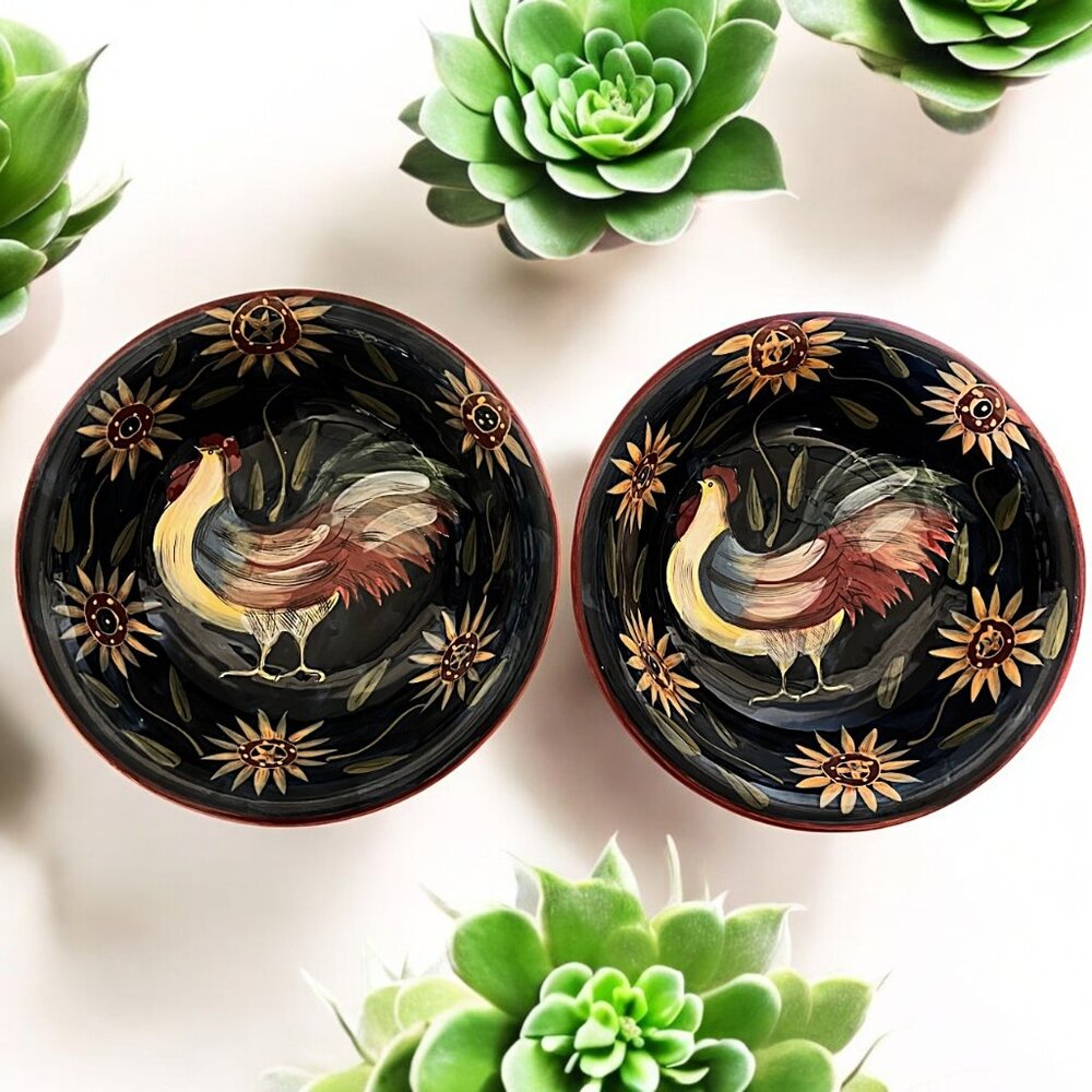 Certified International By Susan Winget Set Of 2 Sunrise Rooster Salad Bowl